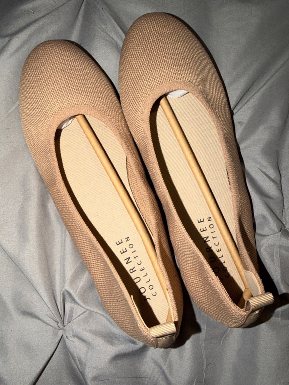 Journee Collection Women's Tan Knit Slip-On Flats